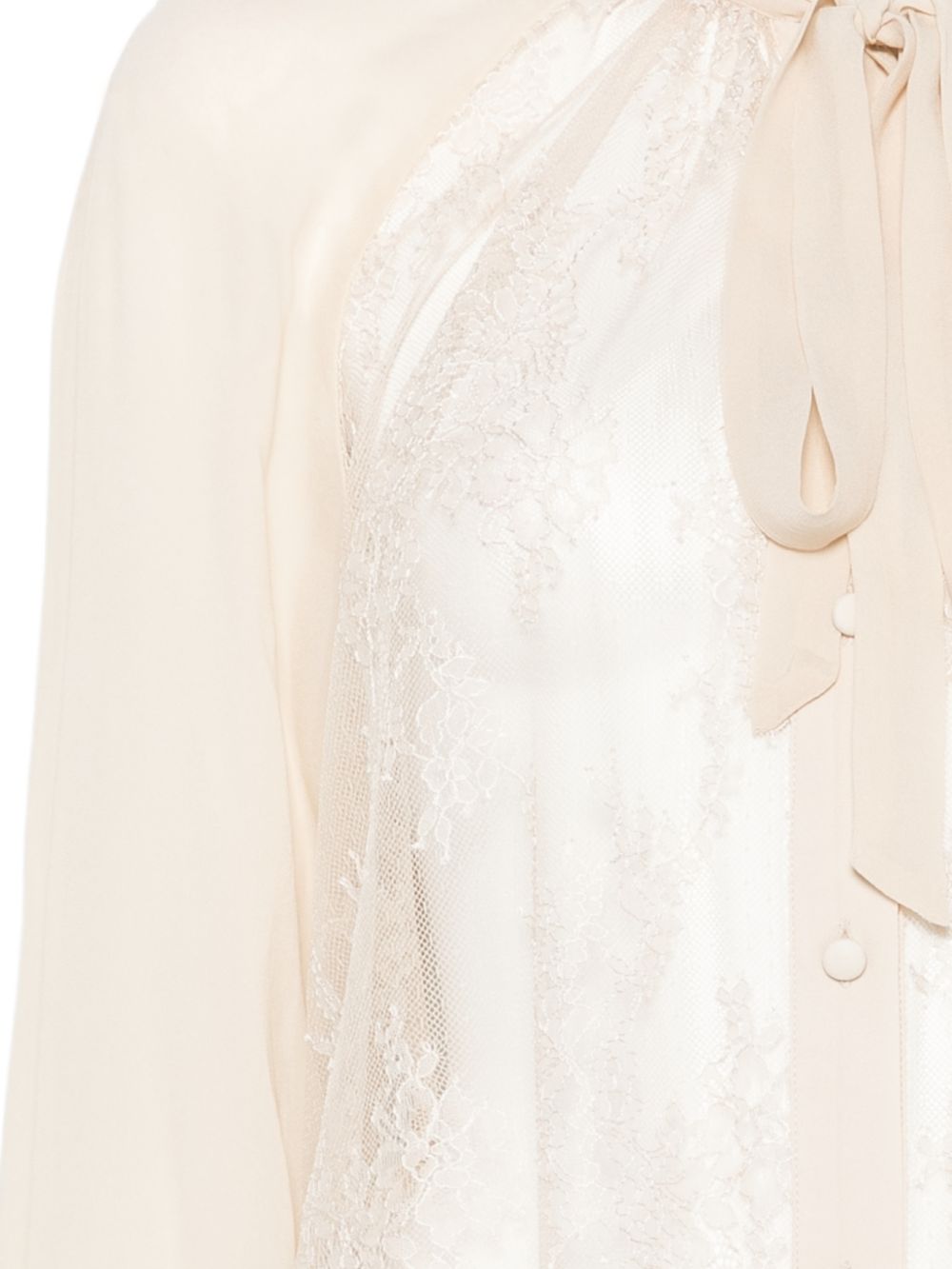 Camicia con inserti in pizzo e fiocco al collo 