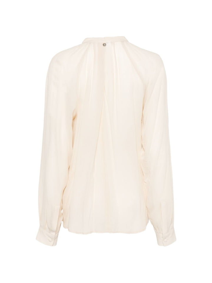Camicia con inserti in pizzo e fiocco al collo 