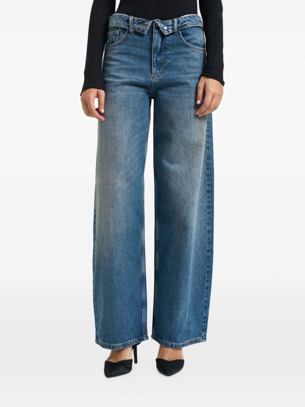 jeans a gamba larga con dettagli a zip di liu jo. 