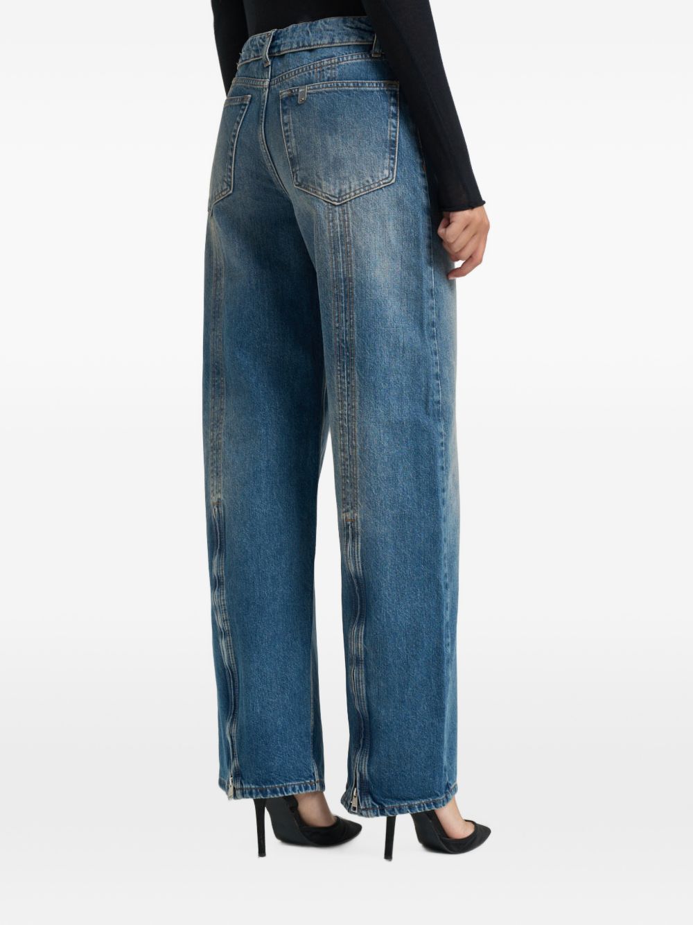 jeans a gamba larga con dettagli a zip di liu jo. 
