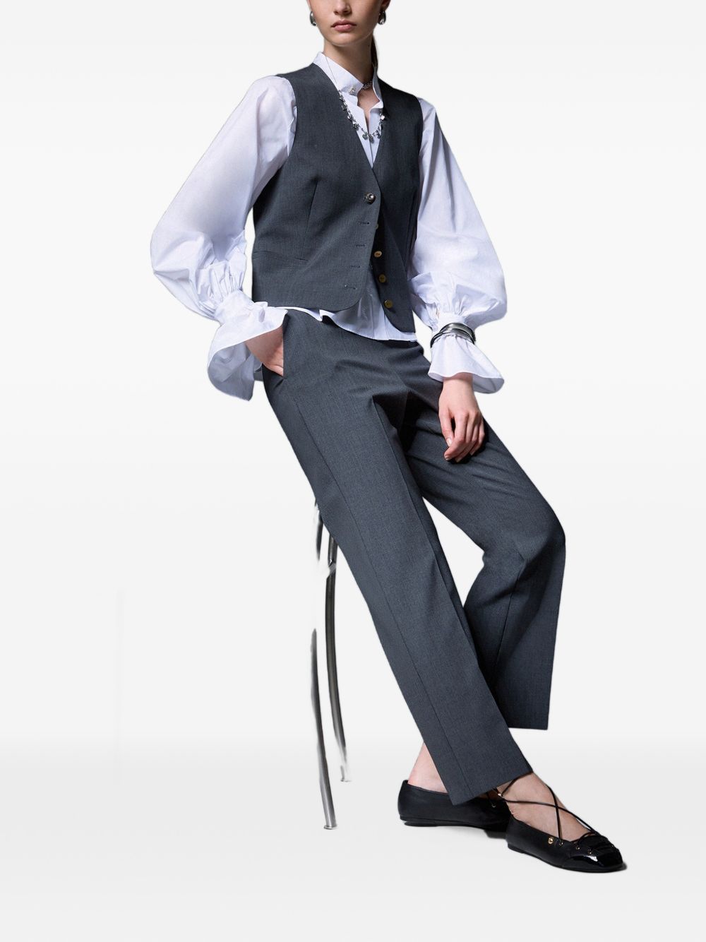 Pantaloni a zampa di flanella 