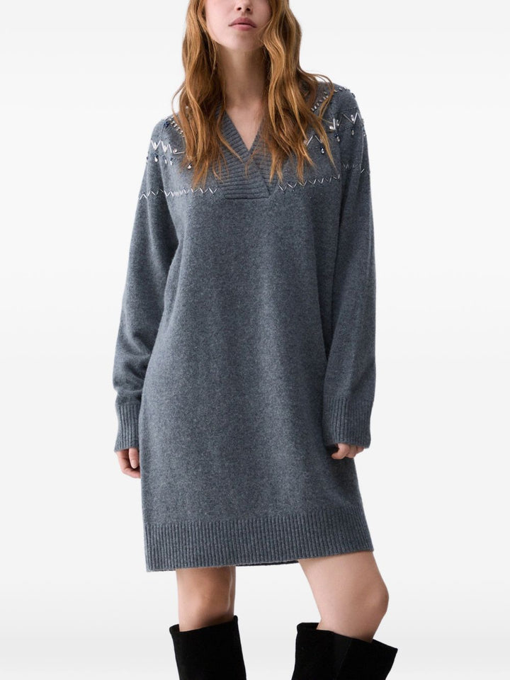 Abito in maglia con ricami gioiello 