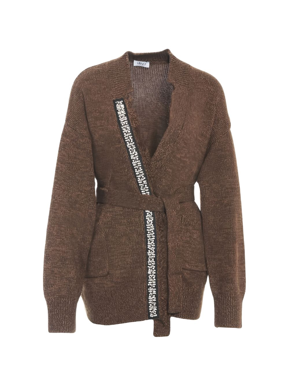 Cardigan decorato con cintura 