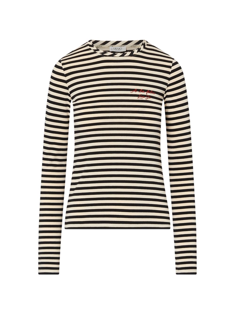 T-shirt a righe con ricamo 
