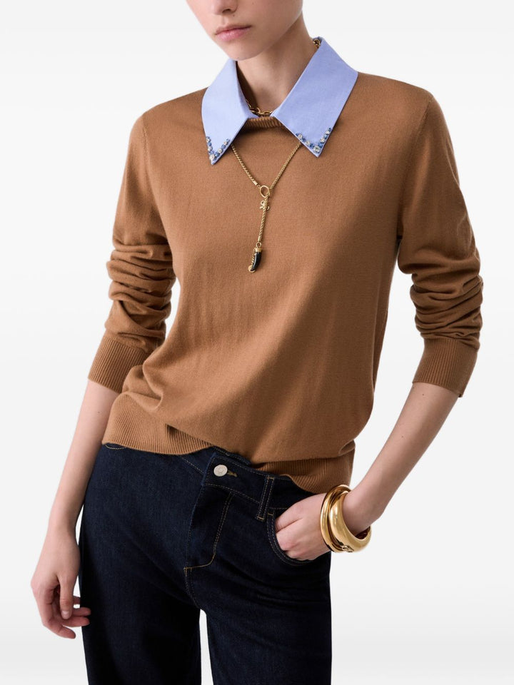 Maglione con colletto decorato 