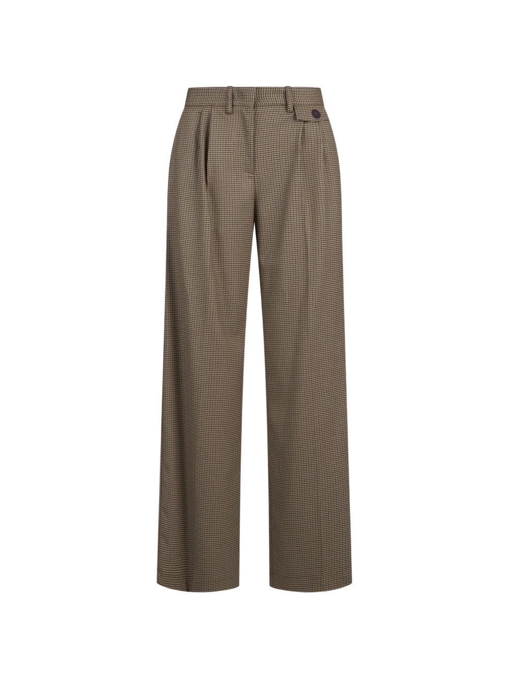 Pantaloni in pied-de-poule con pieghe 