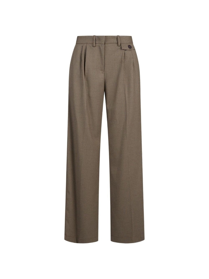 Pantaloni in pied-de-poule con pieghe 