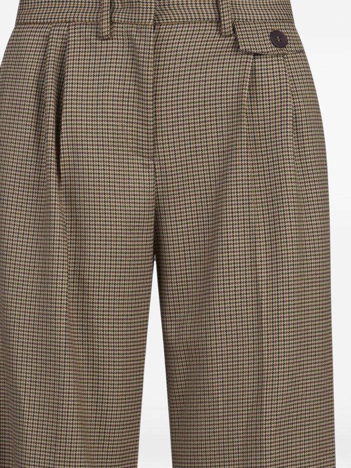 Pantaloni in pied-de-poule con pieghe 