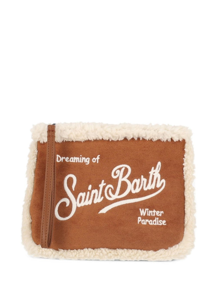 Clutch Aline con bordo in shearling 