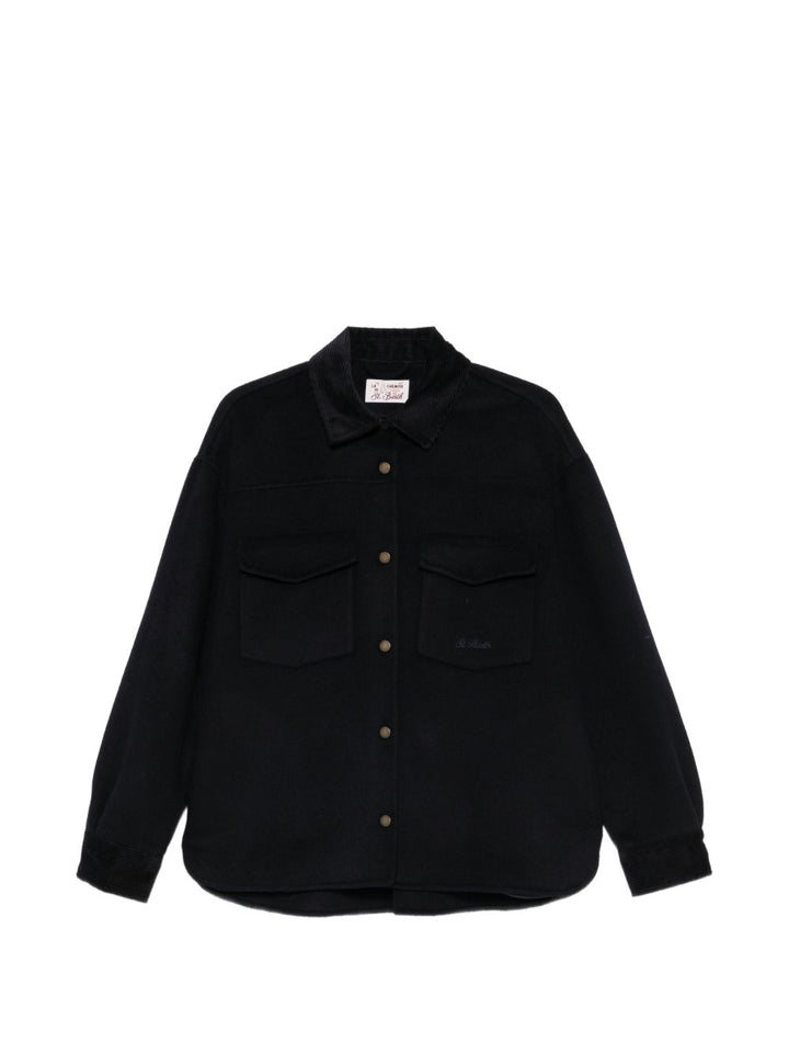 Giacca camicia con collo a coste 