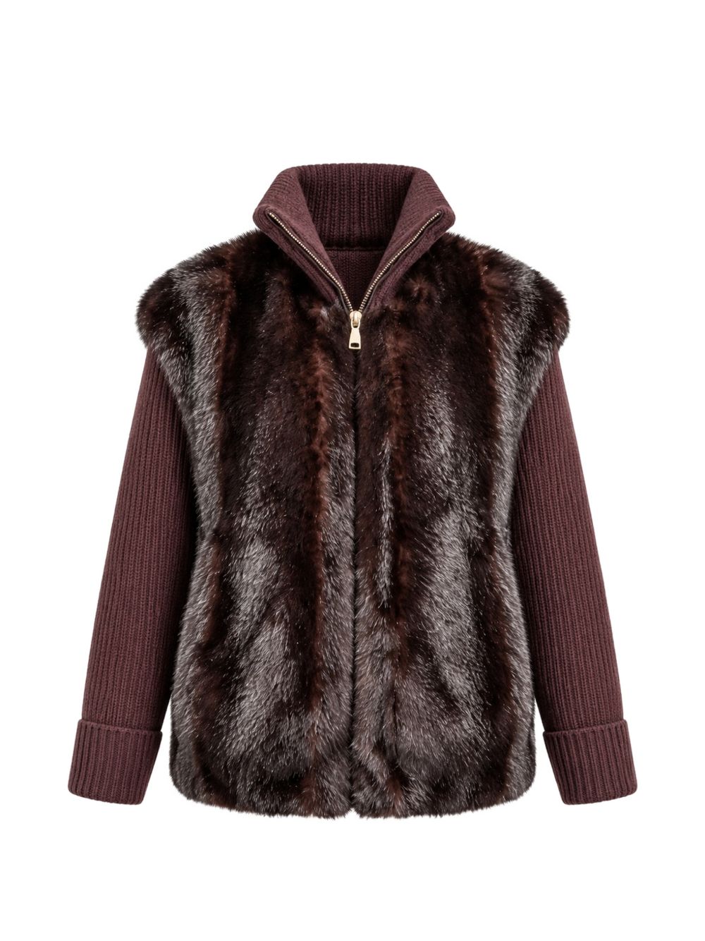 Giacca in maglia con inserti in ecopelliccia 