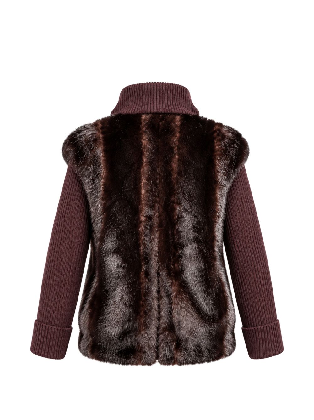 Giacca in maglia con inserti in ecopelliccia 