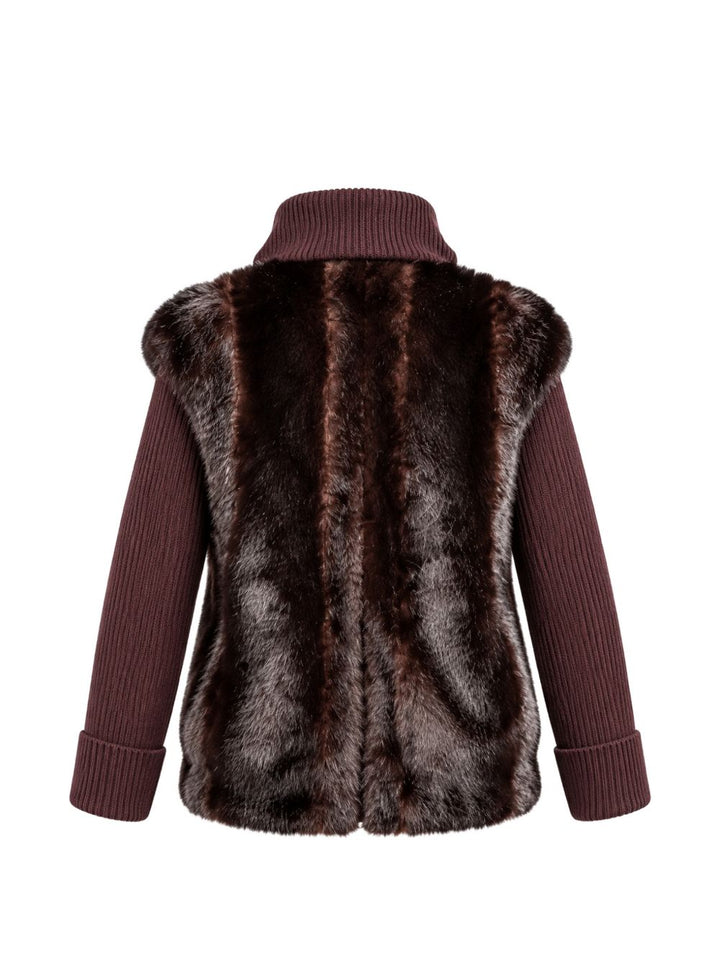 Giacca in maglia con inserti in ecopelliccia 