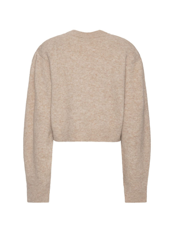 Cardigan beige a fiori 
