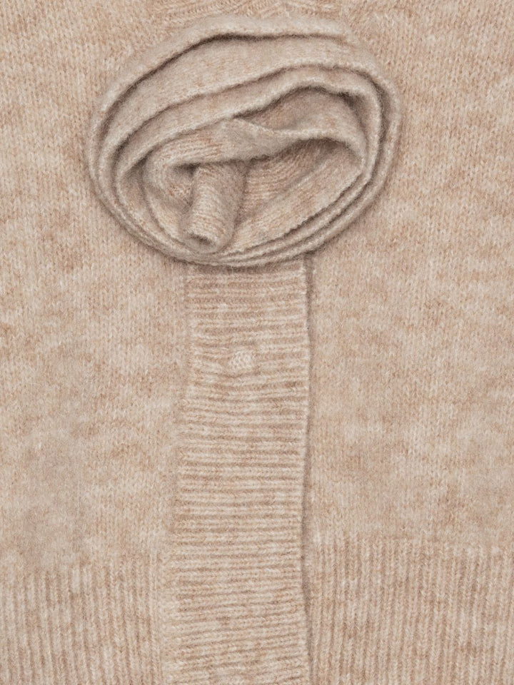 Cardigan beige a fiori 