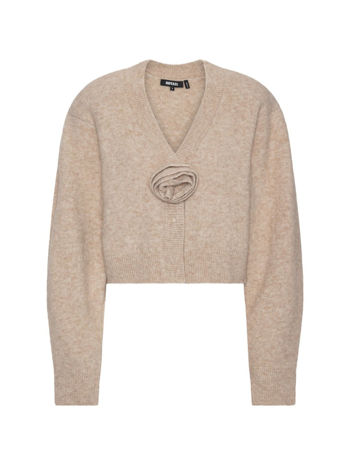 Cardigan beige a fiori 