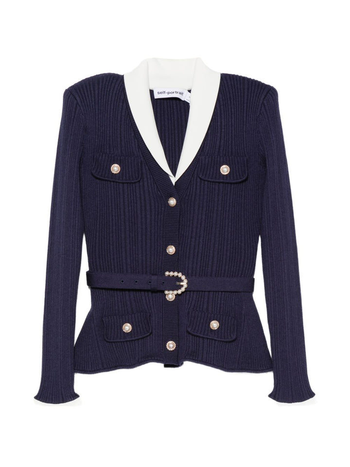Cardigan a coste con cintura 