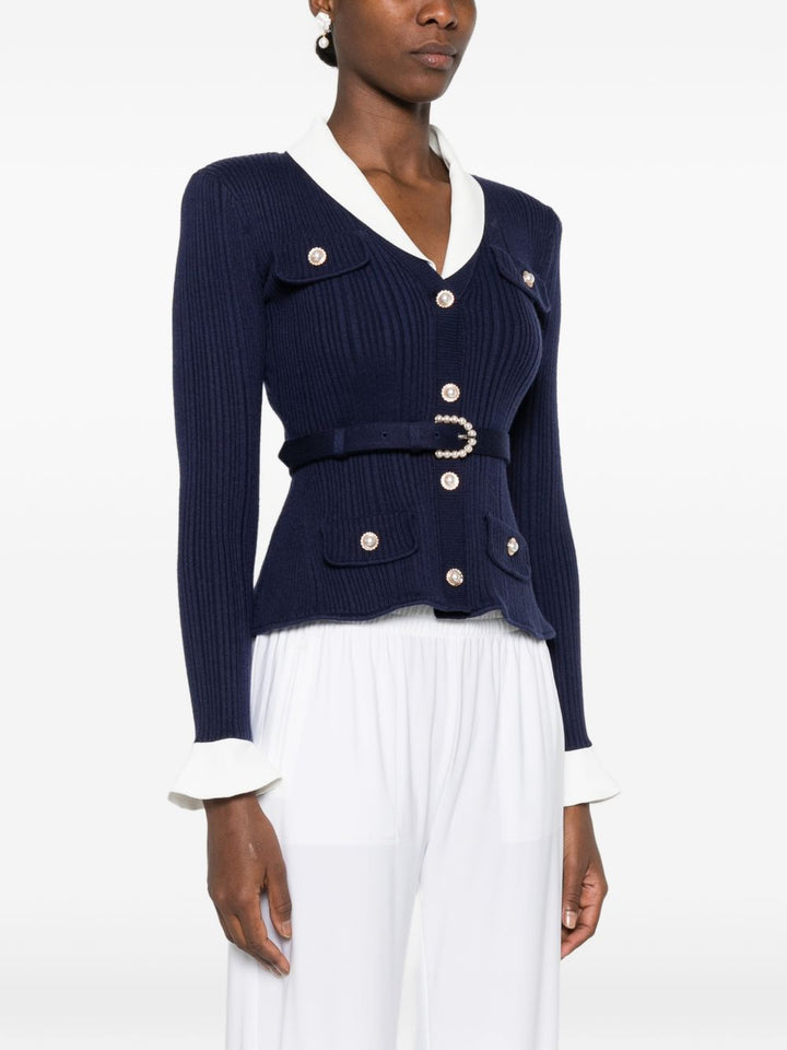 Cardigan a coste con cintura 