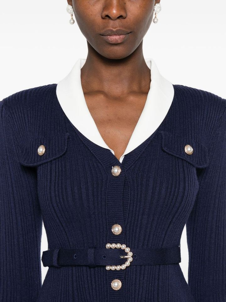 Cardigan a coste con cintura 