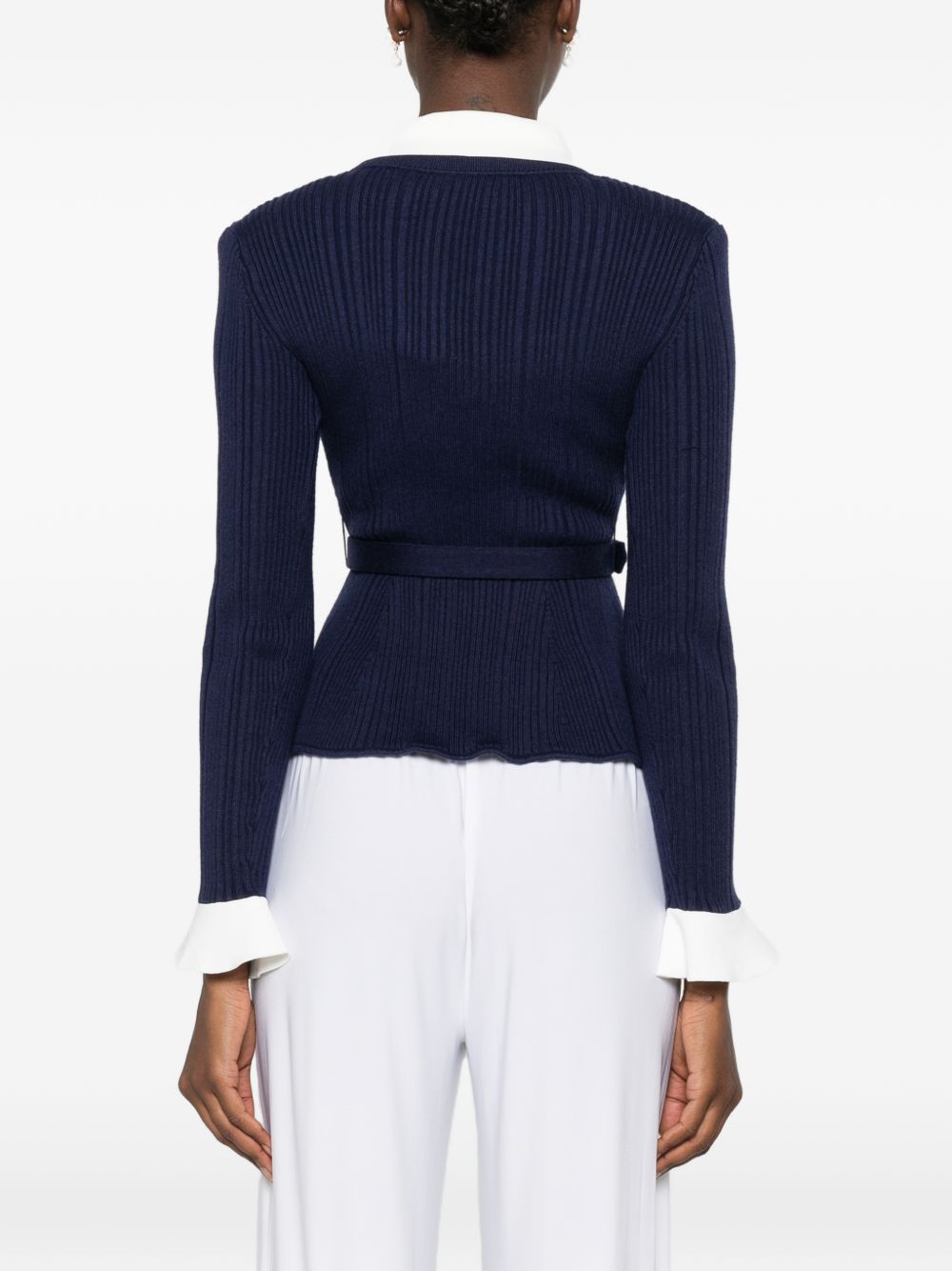 Cardigan a coste con cintura 
