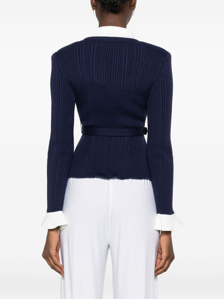 Cardigan a coste con cintura 