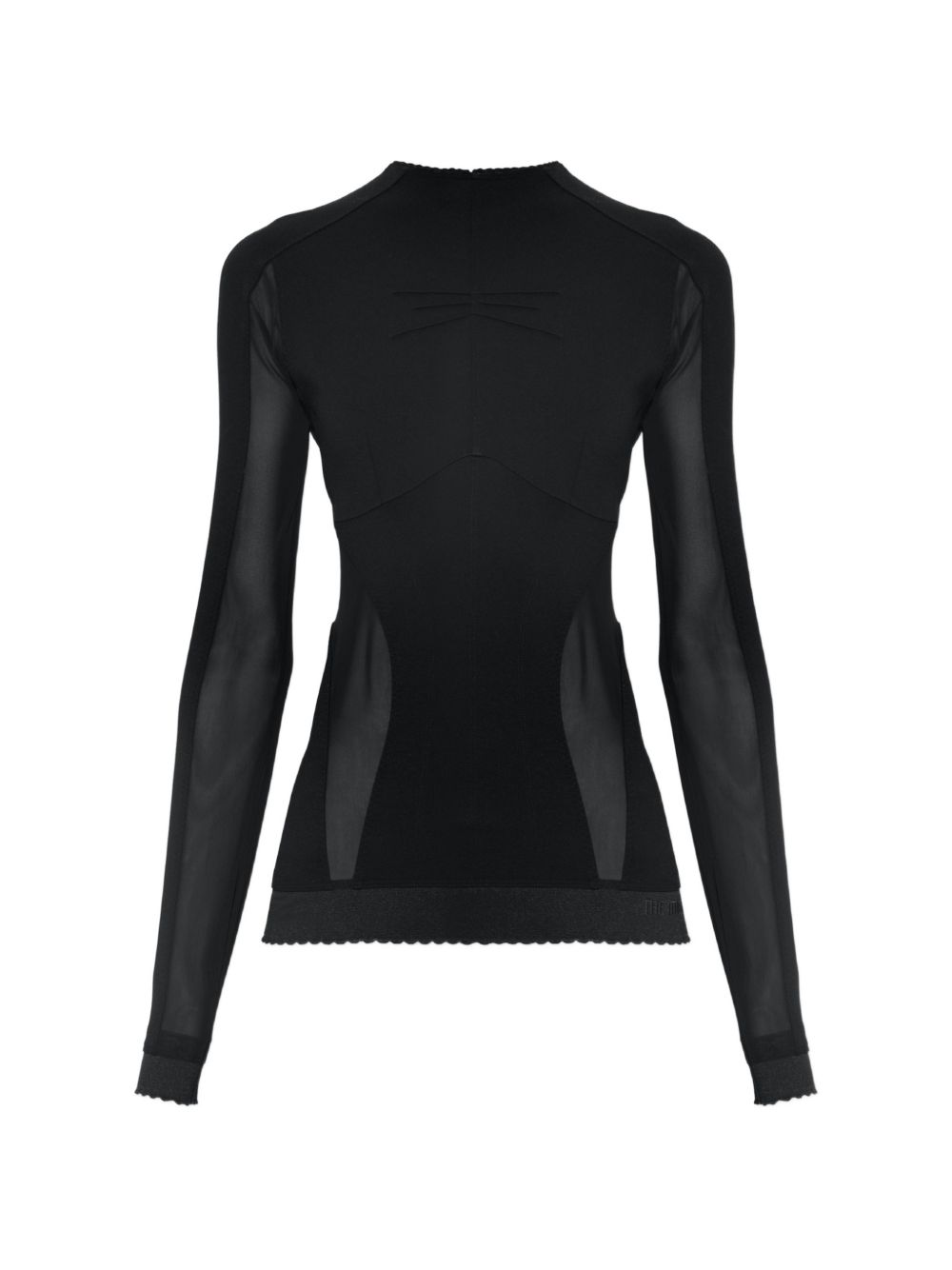 Top a maniche lunghe con inserti trasparenti 