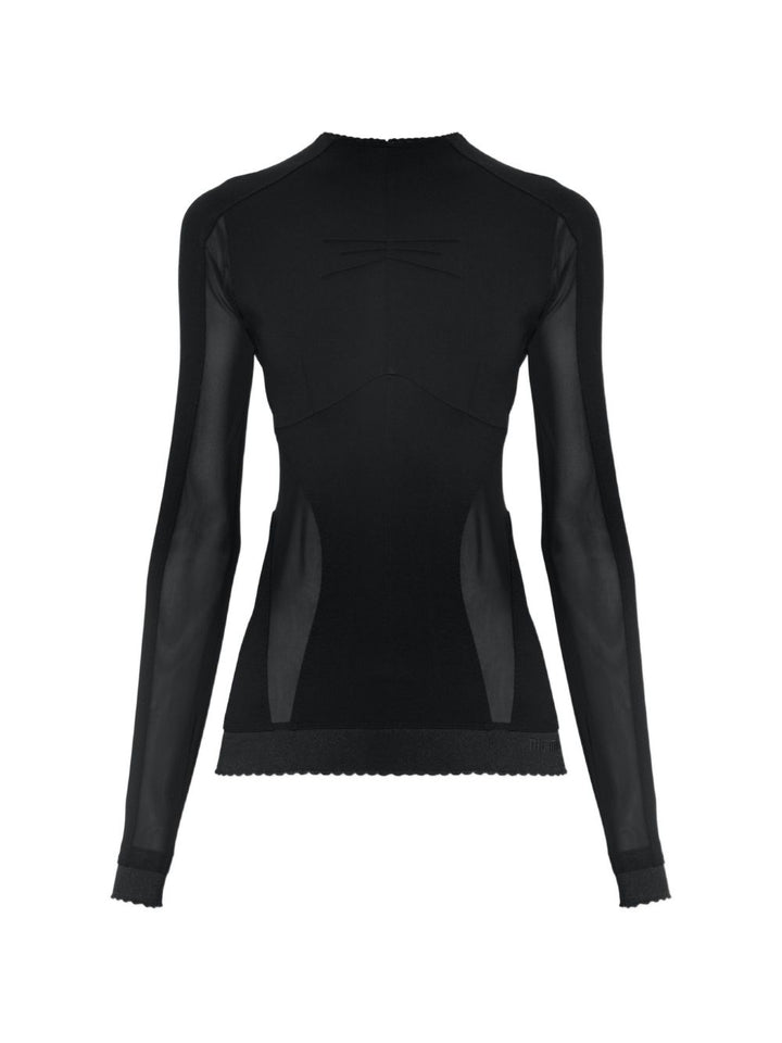 Top a maniche lunghe con inserti trasparenti 
