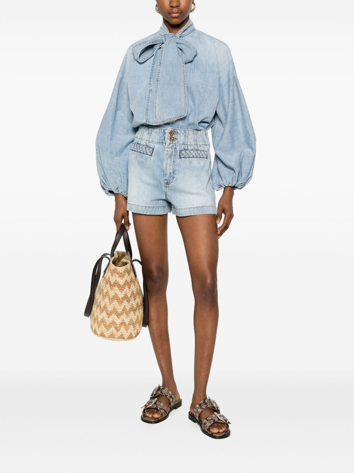 Blusa Indra con collo lavallière 