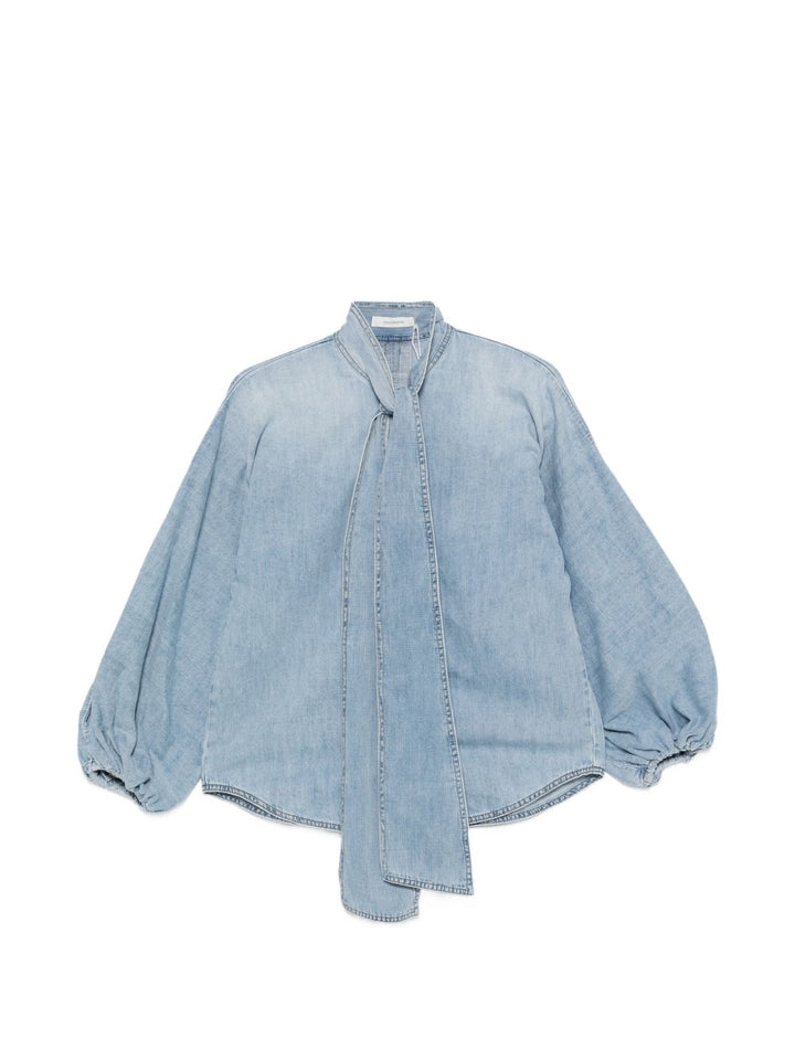 Blusa Indra con collo lavallière 