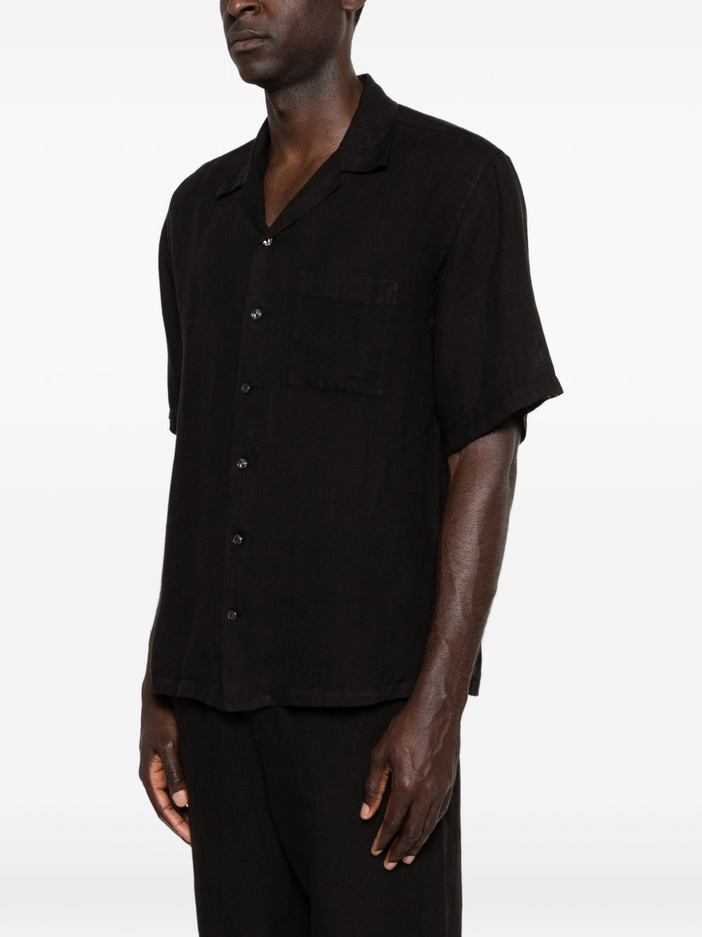 Camicia nera a maniche corte con taschino 
