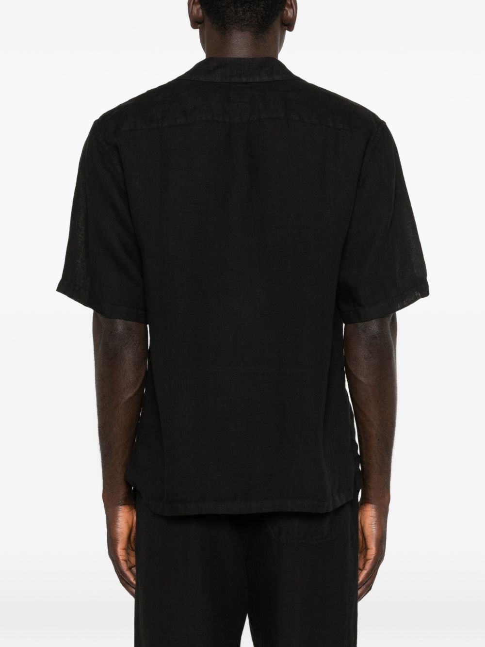Camicia nera a maniche corte con taschino 