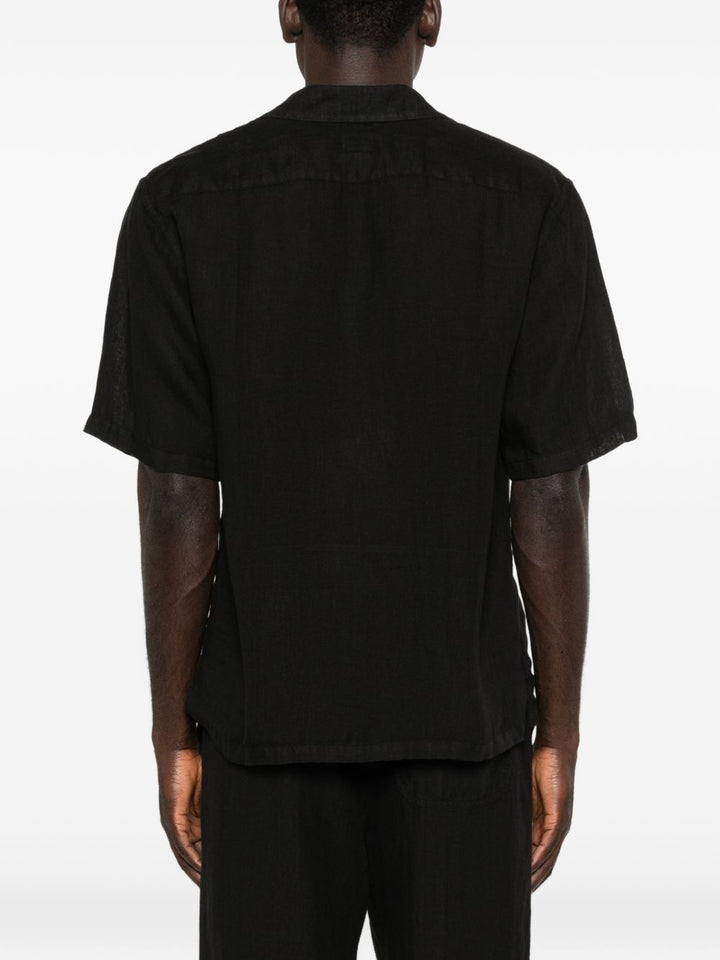 Camicia nera a maniche corte con taschino 