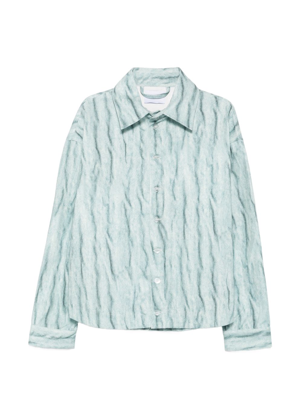 Camicia giacca azzurra con effetto stropicciato 