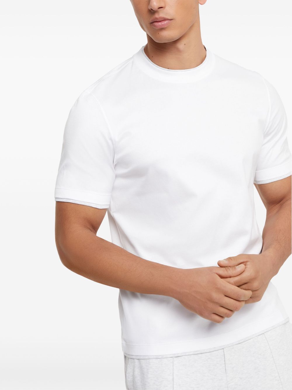 T-shirt a doppio strato bianco/grigio 