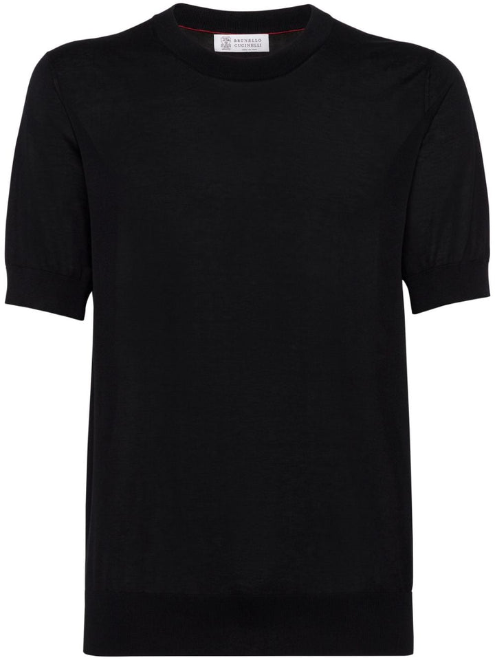 T-shirt nera in maglia 