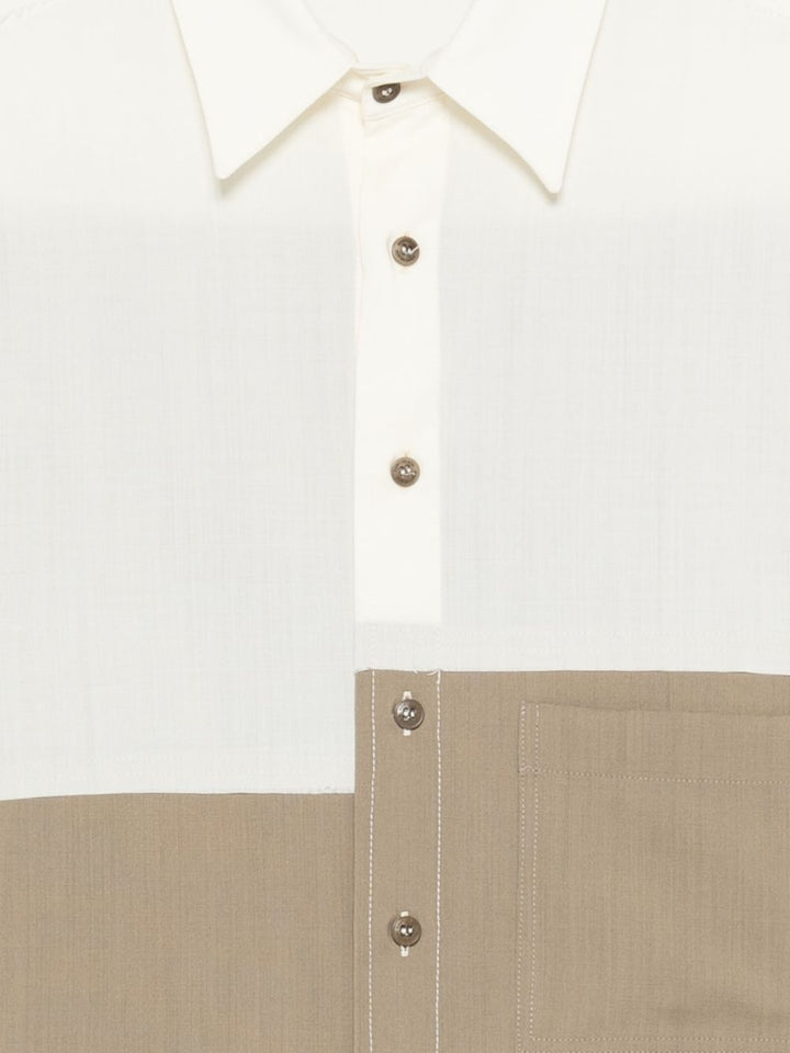 Camicia Richard bianco/beige color-block 