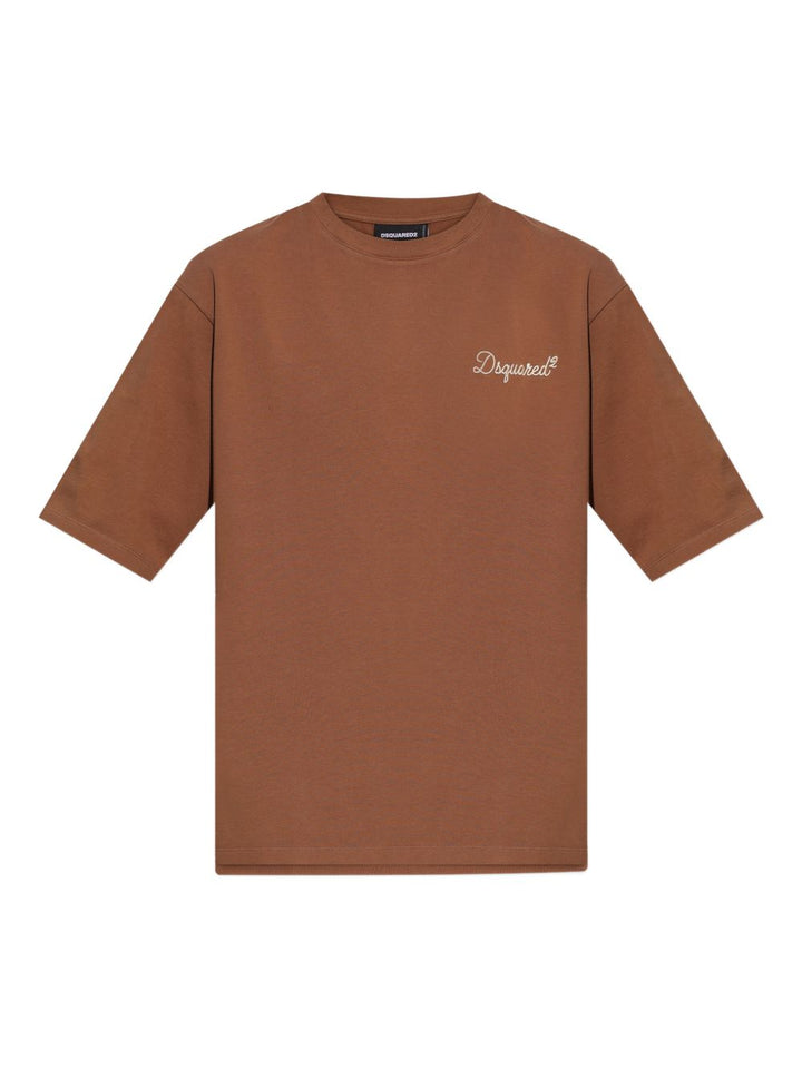 T-shirt marrone con ricamo 