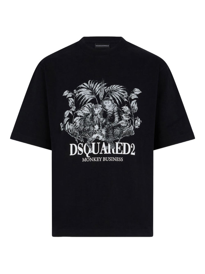 T-shirt nera con stampa grafica 