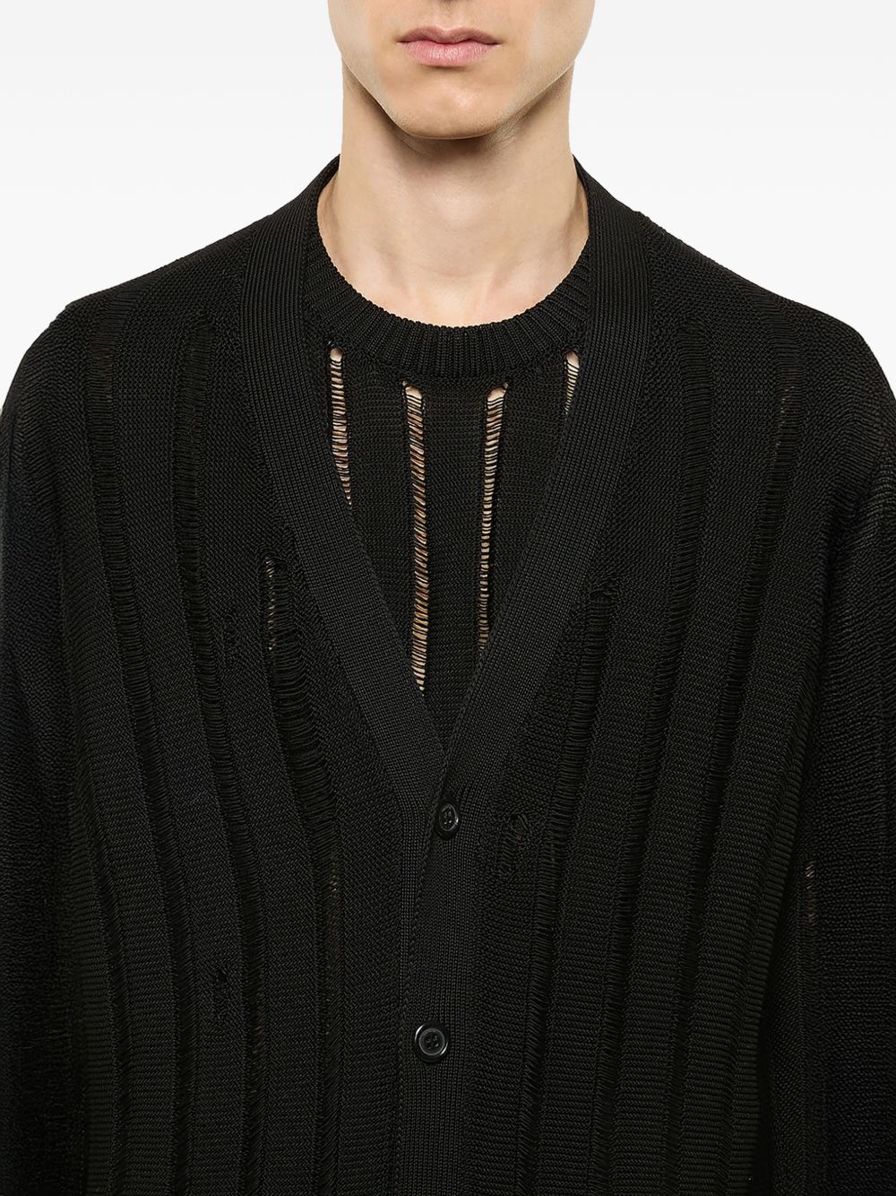 Cardigan nero con trasparenze con bottoni 