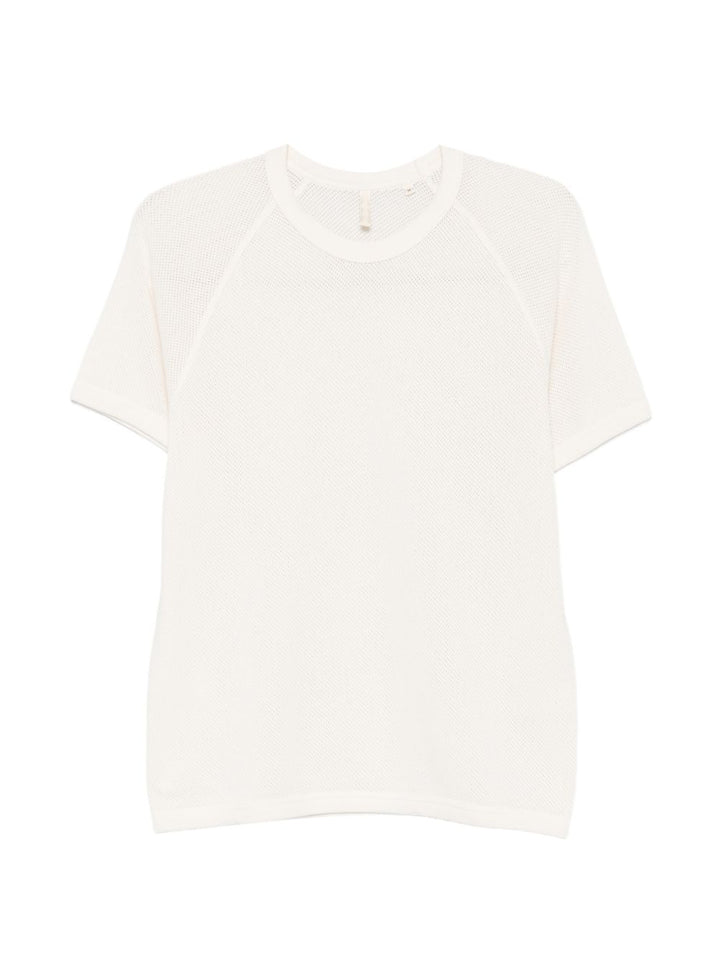 T-shirt bianca textured con maniche raglan 