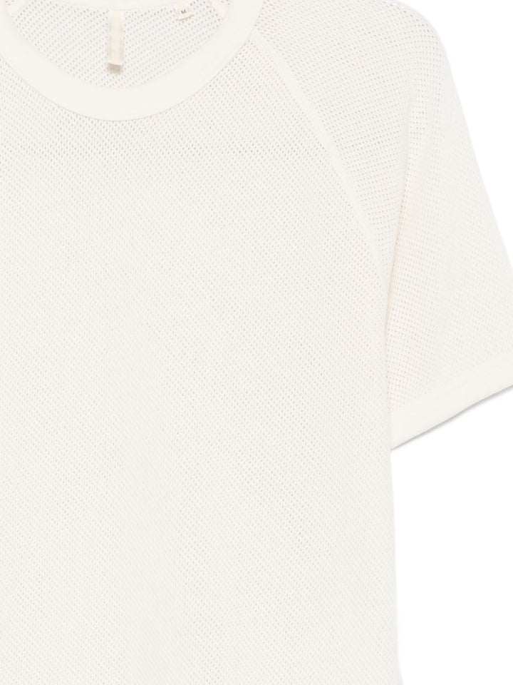 T-shirt bianca textured con maniche raglan 