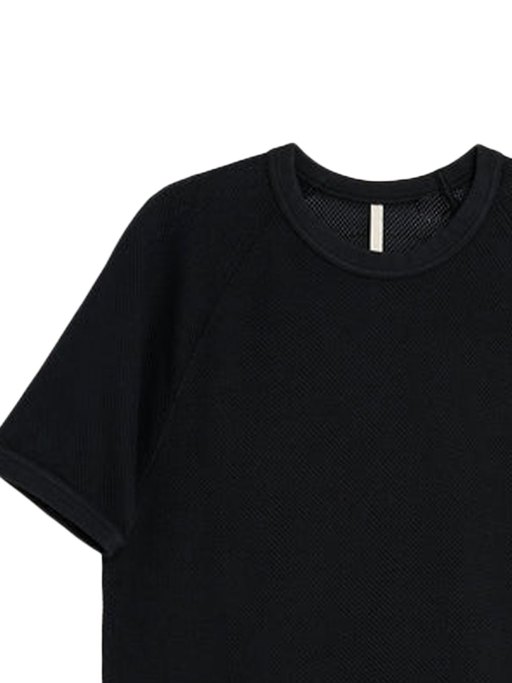 T-shirt nera textured con maniche raglan 