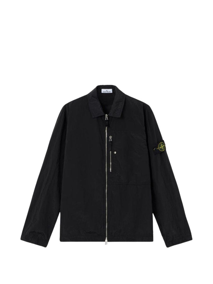 Giacca nera con zip e logo 