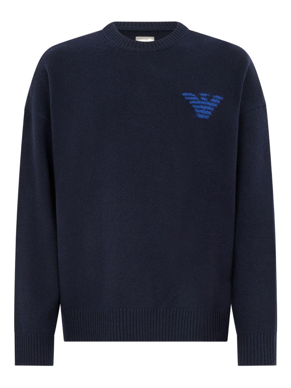 Maglione blu navy con ricamo 