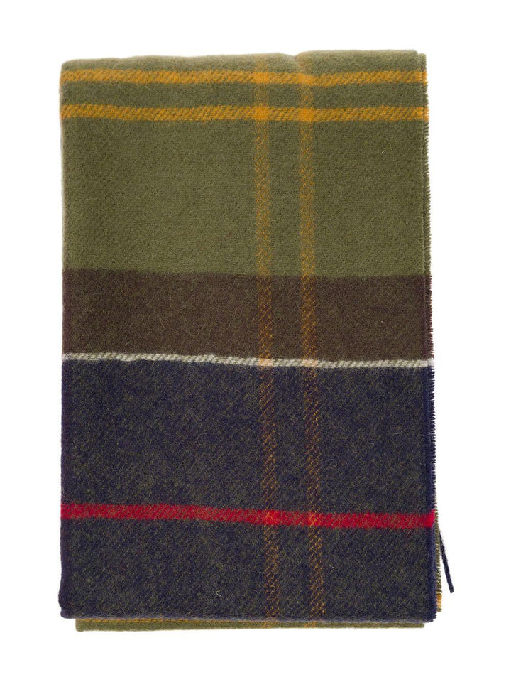 Sciarpa verde tartan con frange 