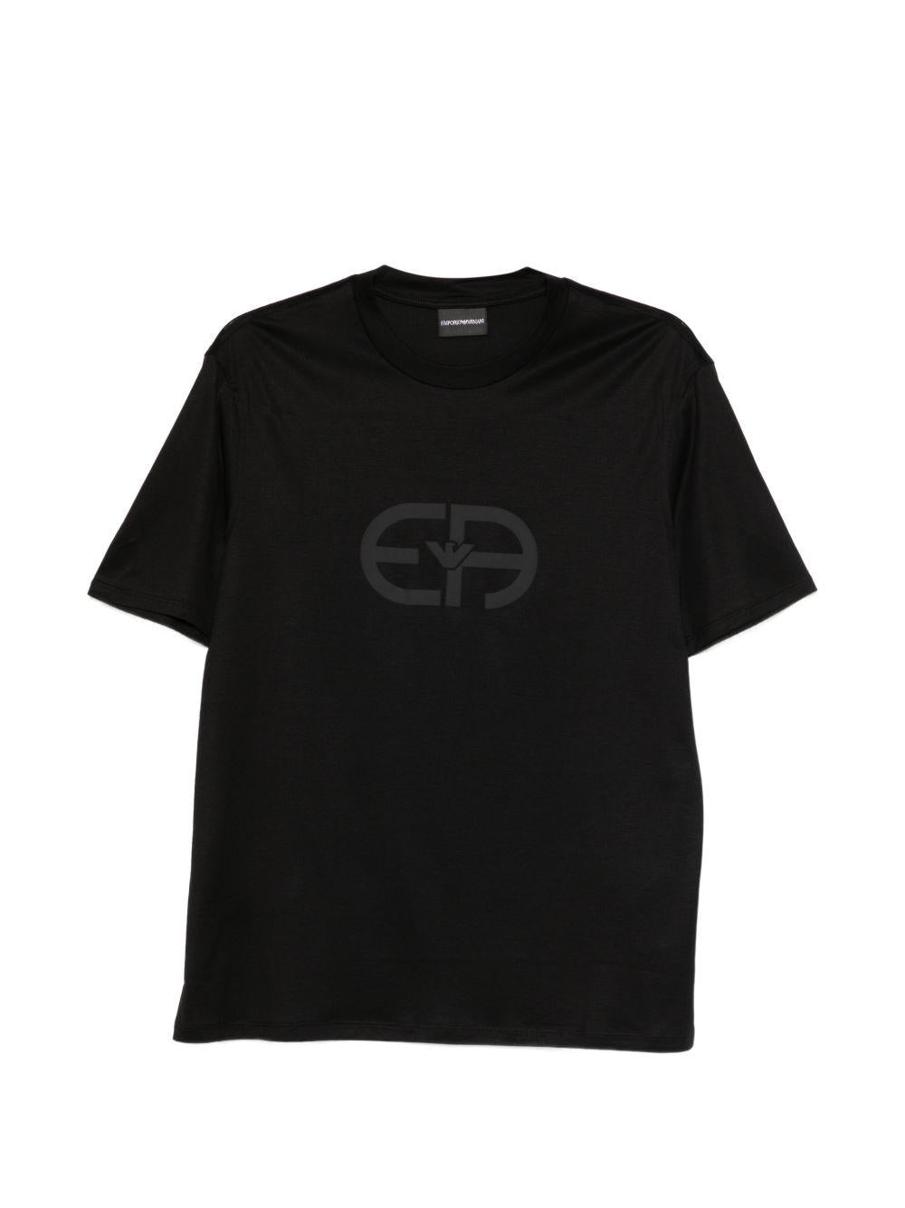 T-shirt girocollo nera con stampa 