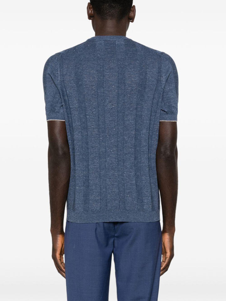T-shirt a coste blu avio 