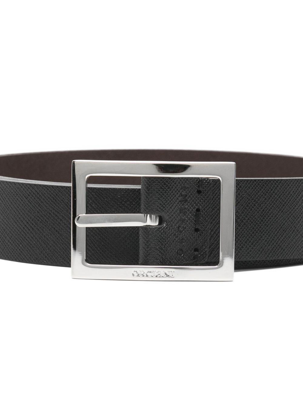 Cintura testa di moro e nero in pelle saffiano 