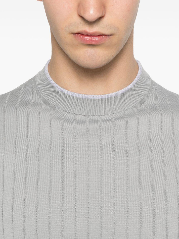 Maglia a coste blu/grigio 