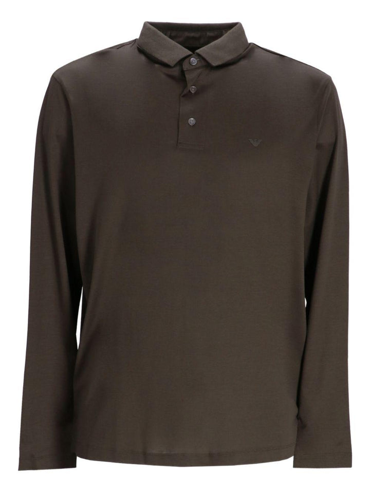 Polo marrone a maniche lunghe